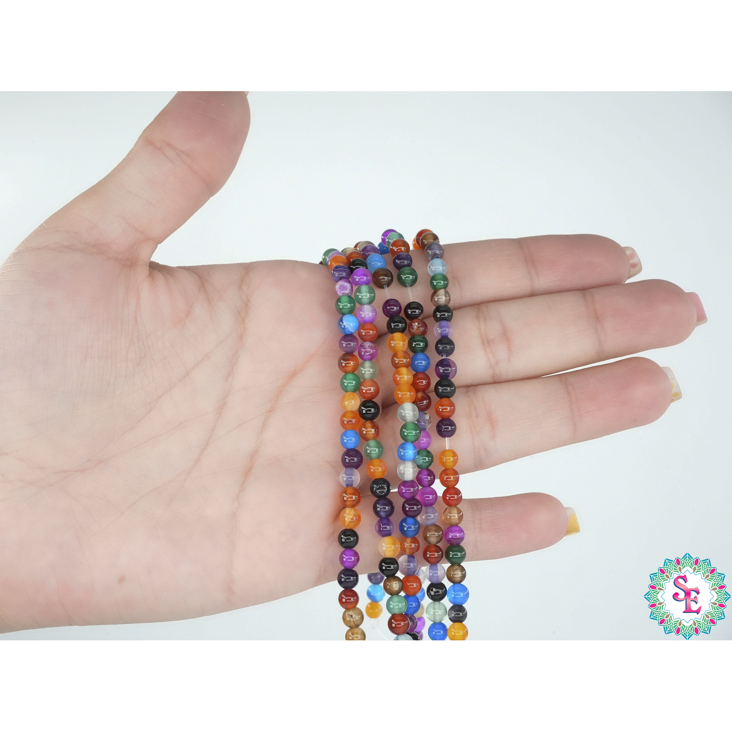 SARTA DE PIEDRA NATURAL LISA AGATA # 4MM MIX  2