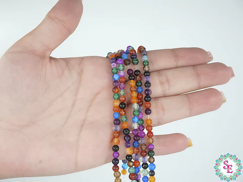 SARTA DE PIEDRA NATURAL LISA AGATA # 4MM MIX 