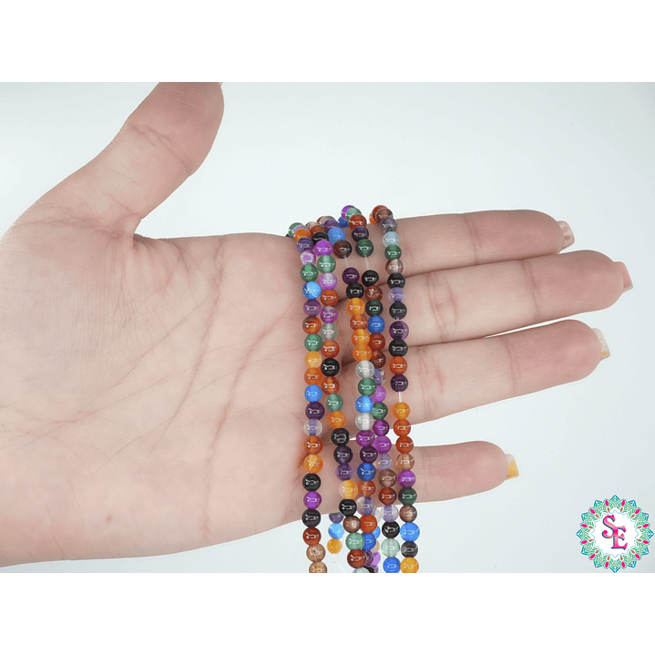 SARTA DE PIEDRA NATURAL LISA AGATA # 4MM MIX  2