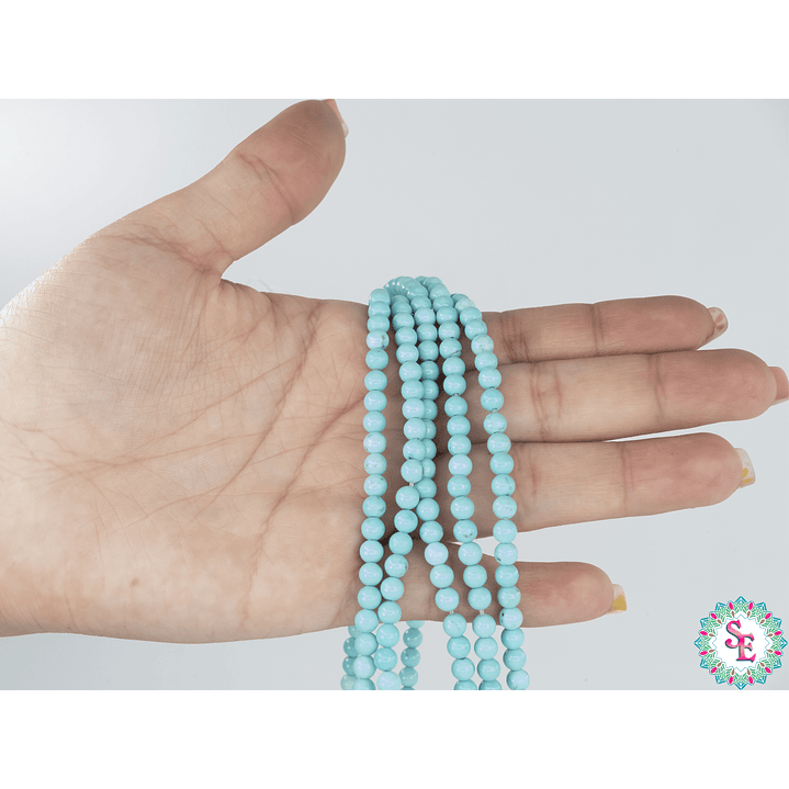 SARTA DE PIEDRA NATURAL LISA # 4MM TURQUEZA  2