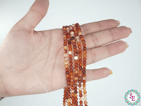 PIEDRA NATURAL LISA  # 4MM AGATA NARANJA 