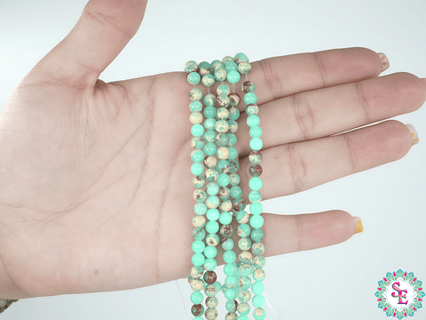 PIEDRA NATURAL LISA JASPER IMPERIAL VERDE MENTA CLARO # 4MM