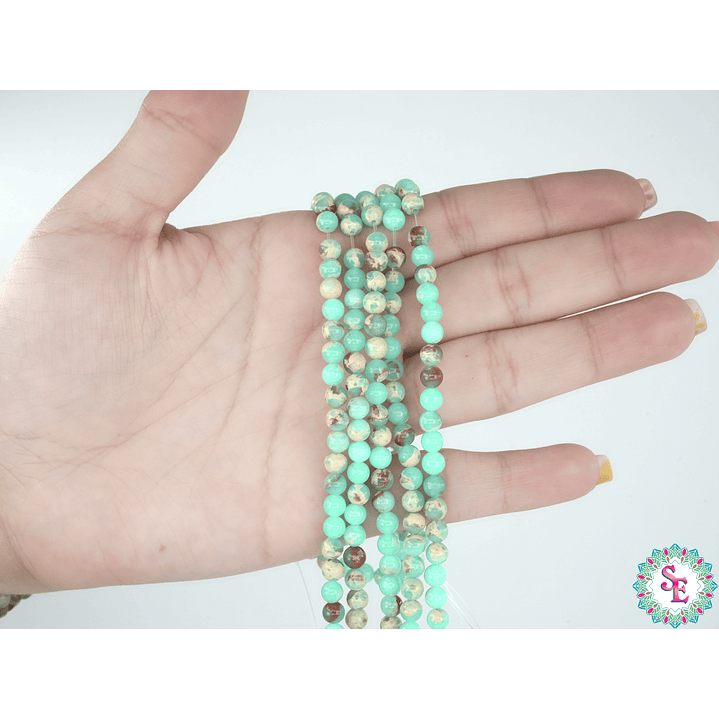 PIEDRA NATURAL LISA JASPER IMPERIAL VERDE MENTA CLARO # 4MM 2