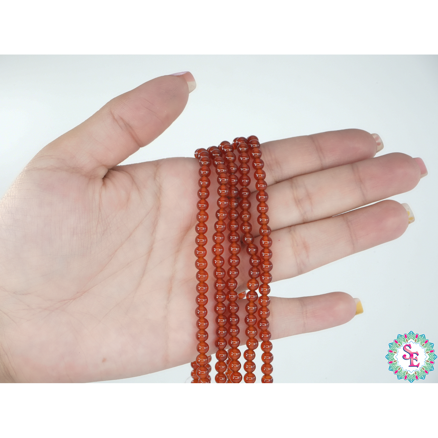 SARTA DE PIEDRA NATURAL LISA  # 4MM AGATA CORNALINA 2