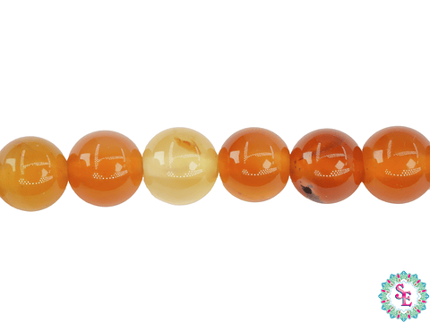 PIEDRA NATURAL LISA AGATA # 8MM NARANJA CLARA