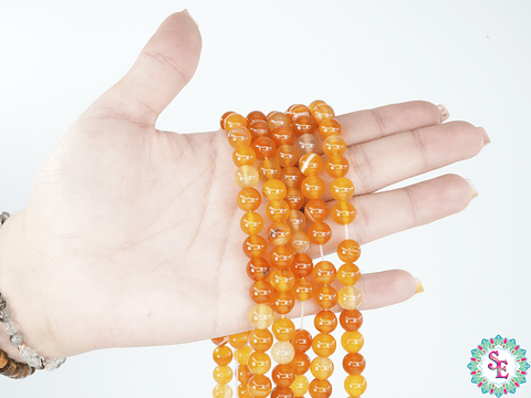 PIEDRA NATURAL LISA AGATA # 8MM NARANJA CLARA