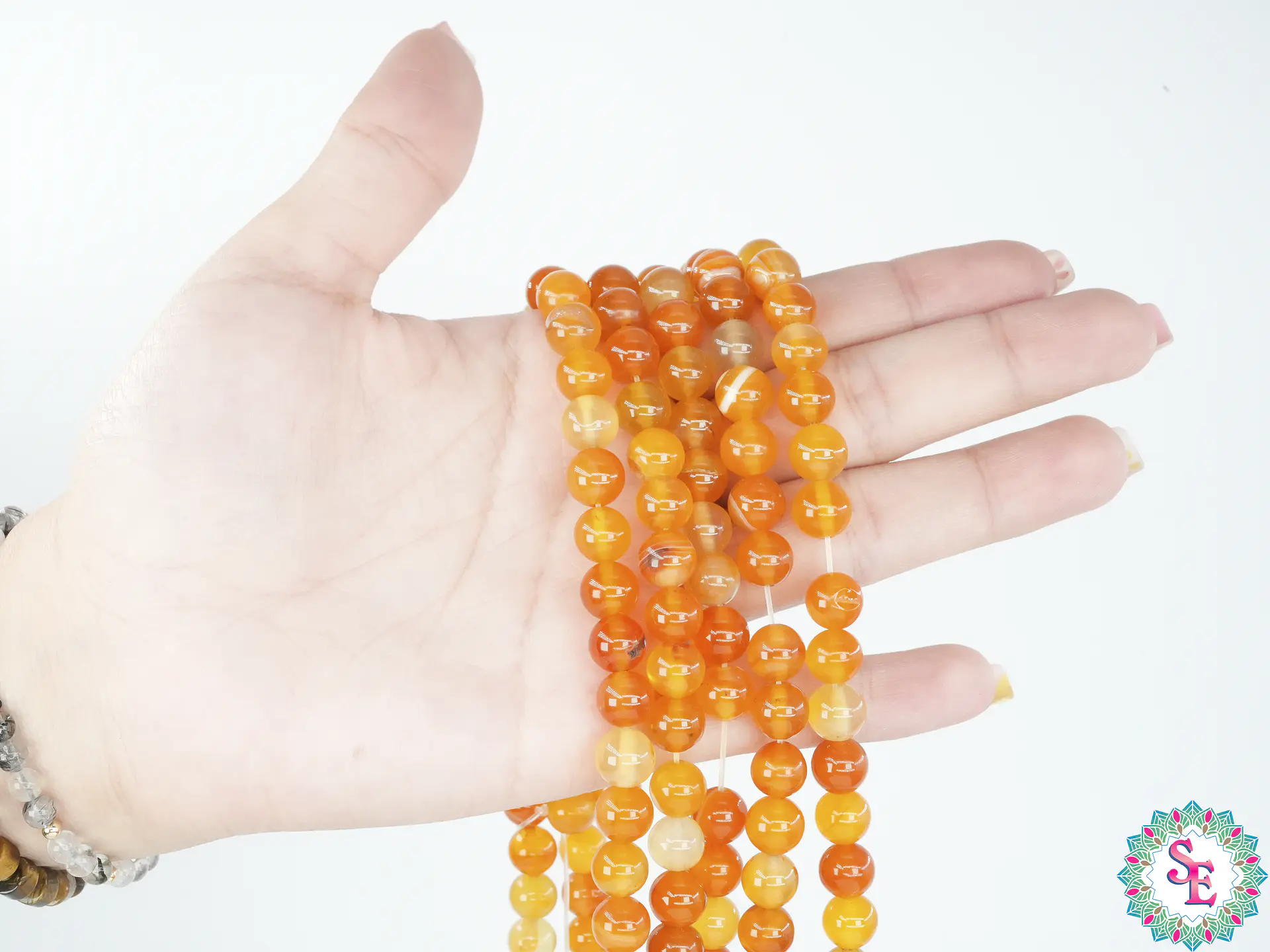 PIEDRA NATURAL LISA AGATA # 8MM NARANJA CLARA 2