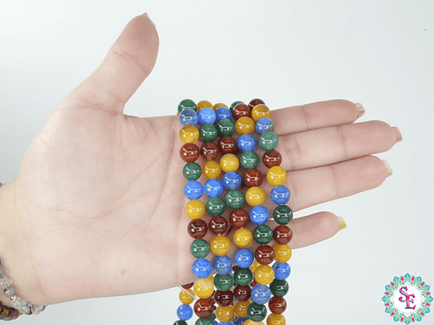 PIEDRA NATURAL  LISA # 8MM AGATA CRAQUELADA MIX