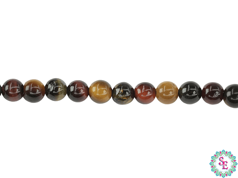 PIEDRA NATURAL LISA # 4MM OJO DE TIGRE MIX ROJO 