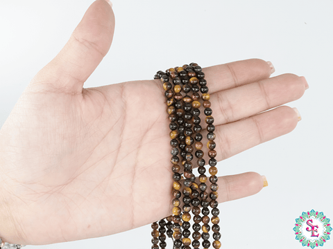 PIEDRA NATURAL LISA # 4MM OJO DE TIGRE MIX ROJO 