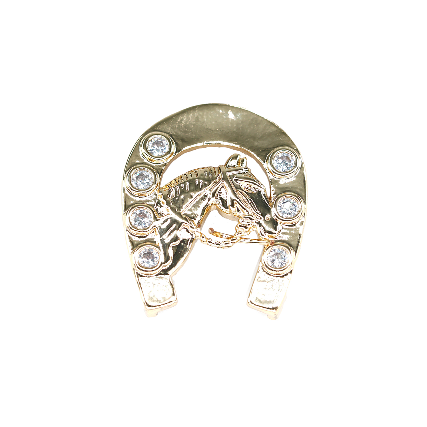 RODIO DORADO HERRADURA CABALLO CIRCON BLANCO 16*19MM 1