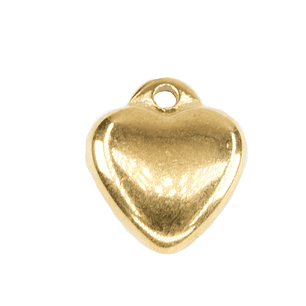 ACERO DORADO DIJE CORAZON MACIZO 11*10*3.5MM 