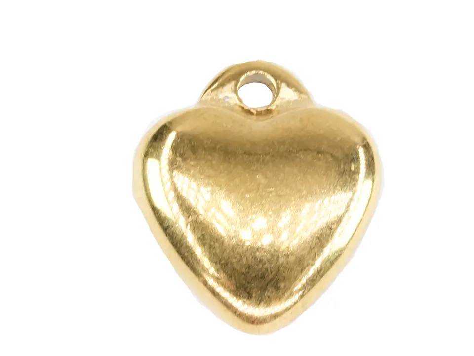 ACERO DORADO DIJE CORAZON MACIZO 11*10*3.5MM  1