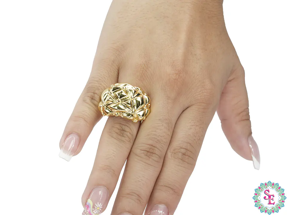 RODIO DORADO ANILLO CHUNKY #7.5  GRABADO 1