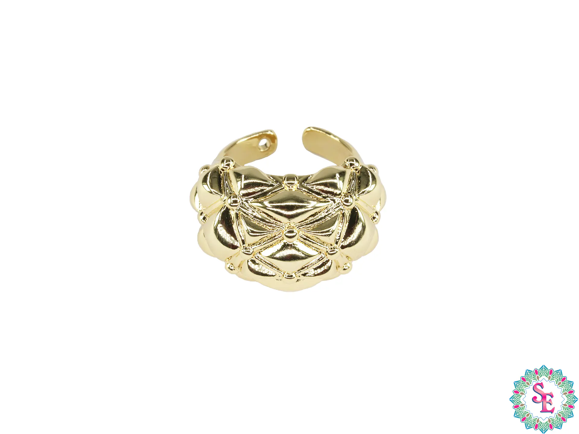 RODIO DORADO ANILLO CHUNKY #7.5  GRABADO 2