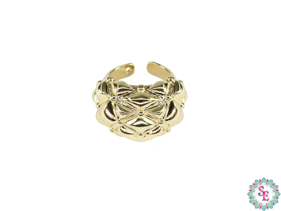 RODIO DORADO ANILLO CHUNKY #7.5  GRABADO 2