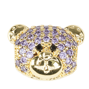 RODIO DORADO OSO PANDORA CARA CIRCON LILA 12MM