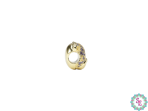 RODIO DORADO OSO PANDORA CARA CIRCON LILA 12MM