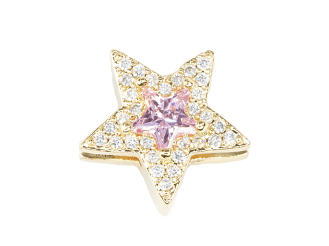 RODIO DORADO ESTRELLA PANDORA CIRCON ROSADO 15MM