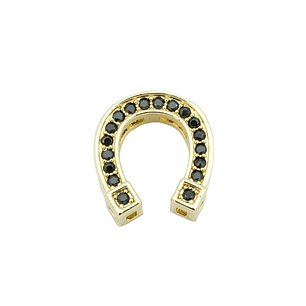 RODIO DORADO HERRADURA CIRCON NEGRO 14*16MM 