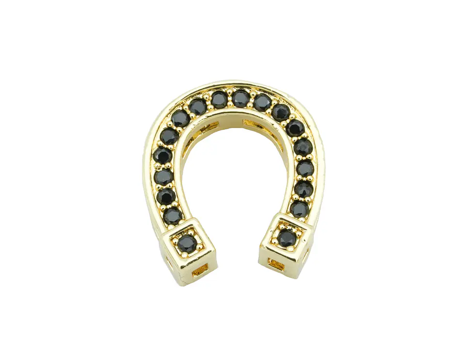 RODIO DORADO HERRADURA CIRCON NEGRO 14*16MM  1