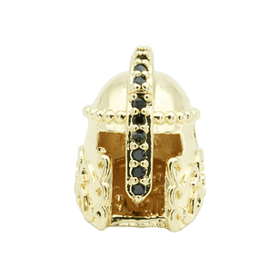 RODIO CASCO GUERRERO PQ DORADO CIRCON NEGRO 10*15MM