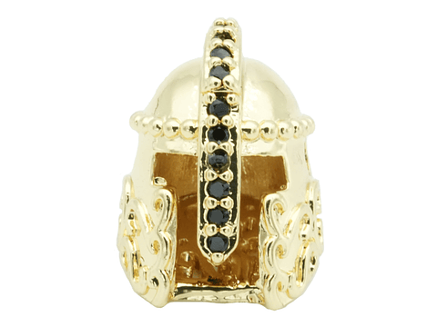 RODIO CASCO GUERRERO PQ DORADO CIRCON NEGRO 10*15MM