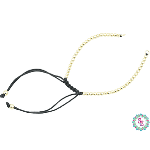 RODIO DORADO PULSERA HILO NEGRO BALIN 3MM