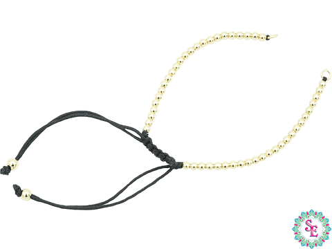 RODIO DORADO PULSERA HILO NEGRO BALIN 3MM
