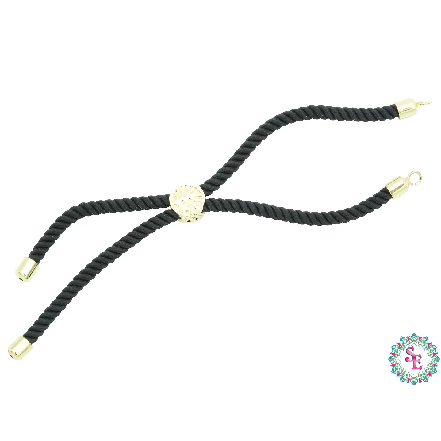 RODIO DORADO CORDON PULSERA NEGRA 3MM  1