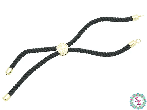 RODIO DORADO CORDON PULSERA NEGRA 3MM 