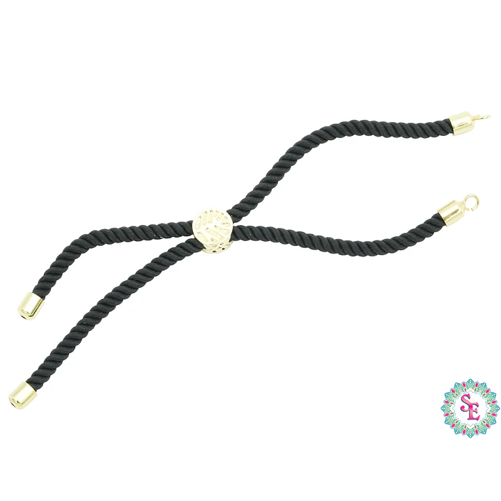 RODIO DORADO CORDON PULSERA NEGRA 3MM  1