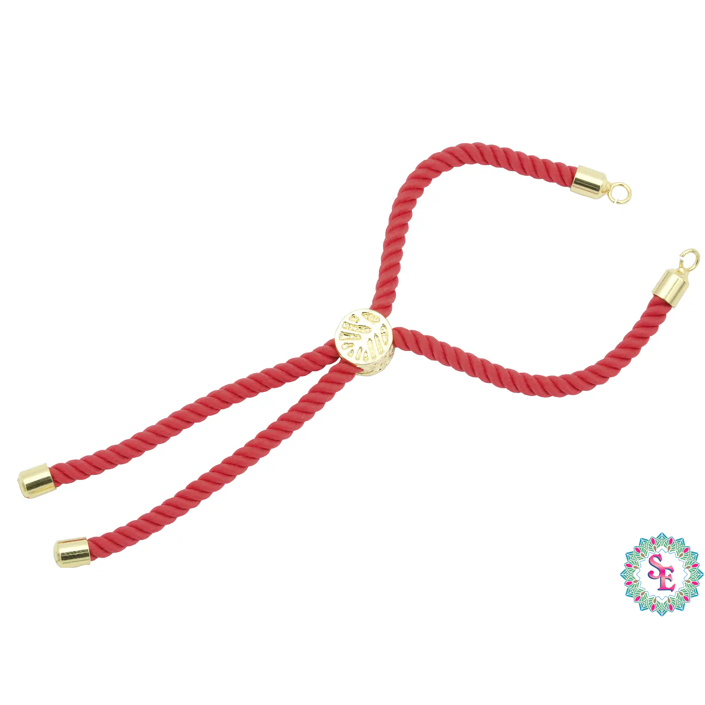 RODIO DORADO CORDON PULSERA ROJO 3MM  1