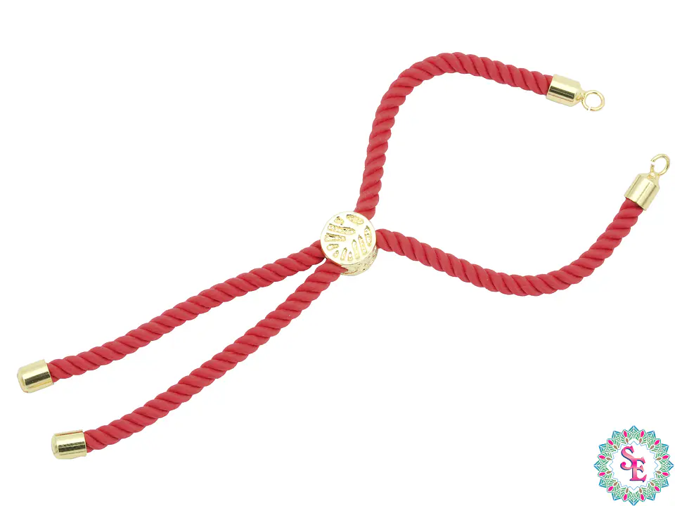 RODIO DORADO CORDON PULSERA ROJO 3MM  1