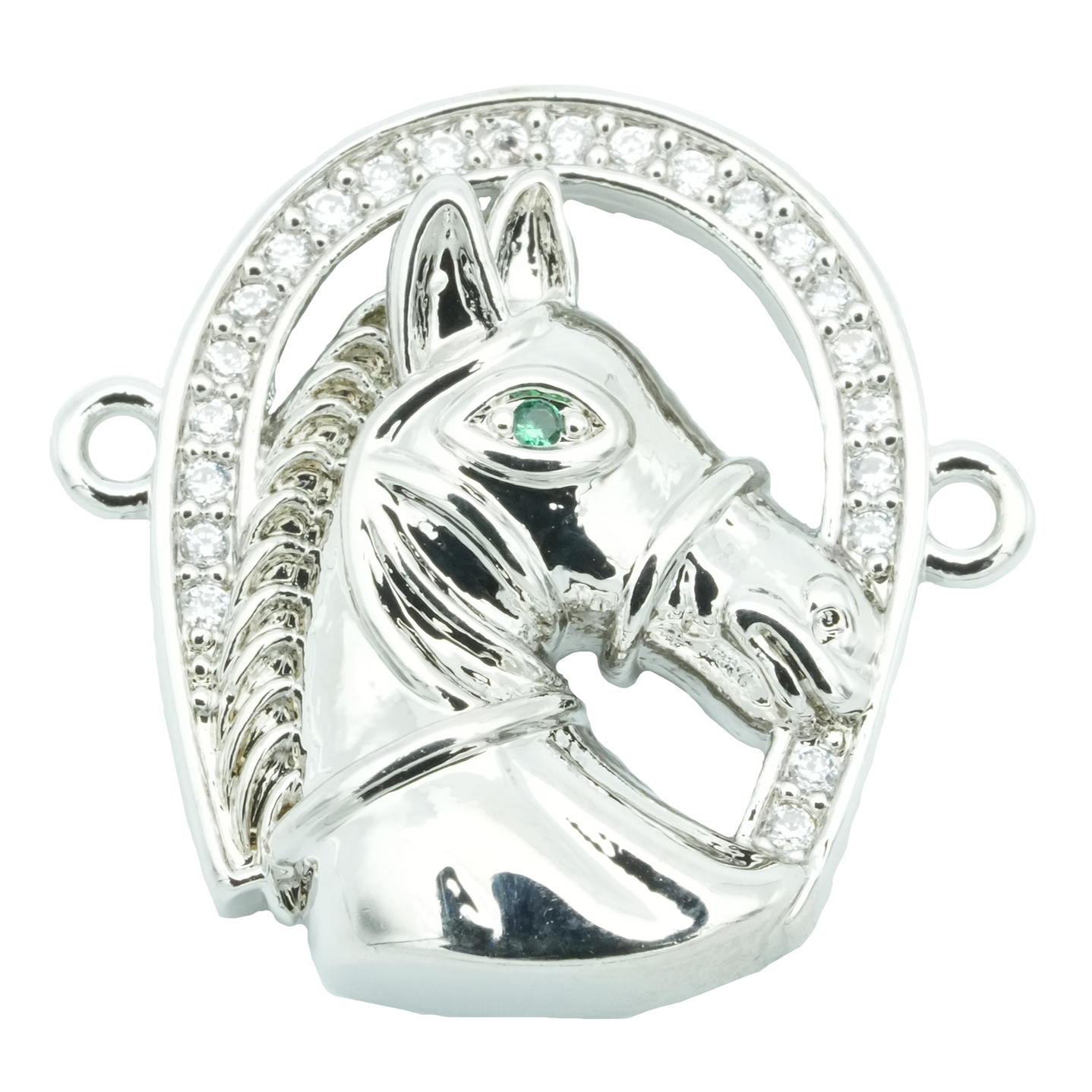 RODIO PLATEADO HERRADURA CABALLO OJO VERDE CI 20*19MM  1