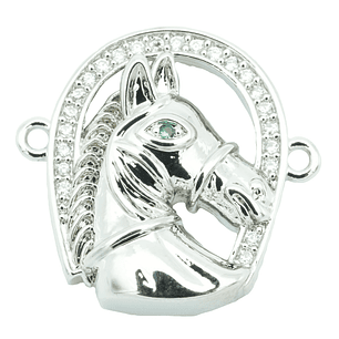 RODIO PLATEADO HERRADURA CABALLO OJO VERDE CI 20*19MM 