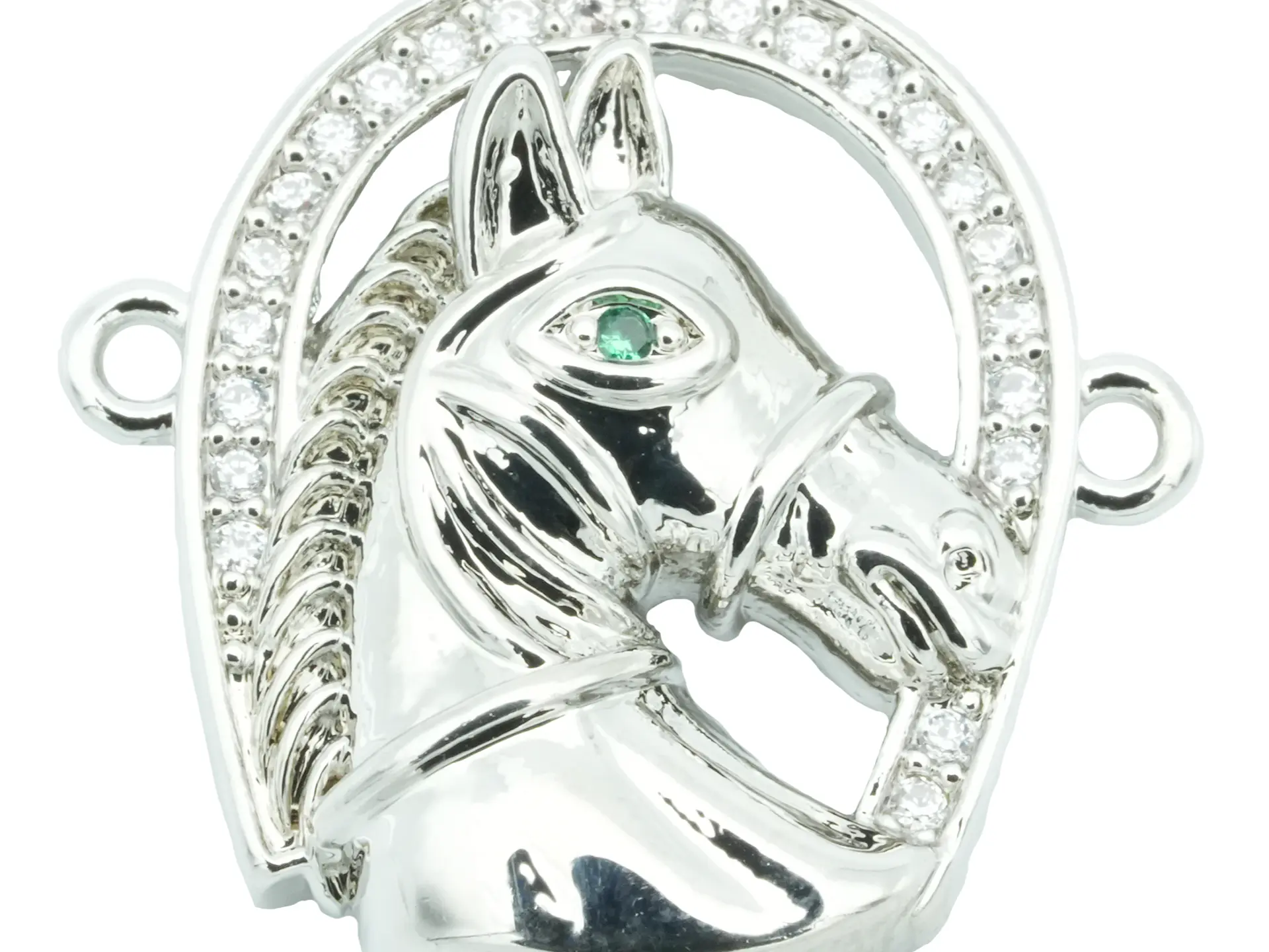 RODIO PLATEADO HERRADURA CABALLO OJO VERDE CI 20*19MM  1