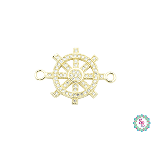 RODIO DORADO TERMINAL TIMON  CIRCON BLANCO 27*20MM 