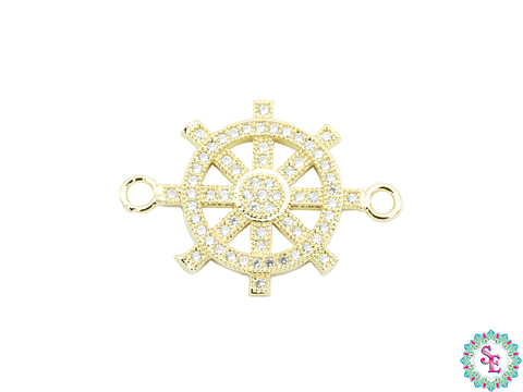 RODIO DORADO TERMINAL TIMON  CIRCON BLANCO 27*20MM 