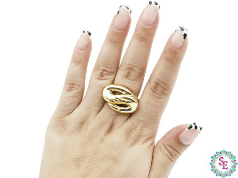 RODIO DORADO ANILLO #6.5  FORMA EN S 26*17MM