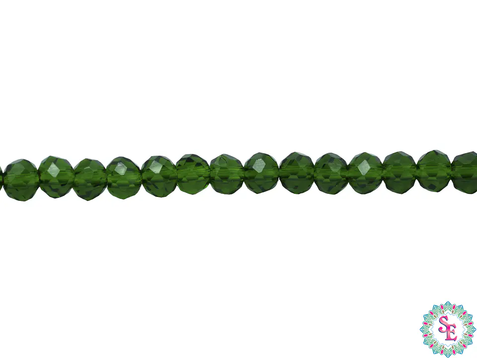 CRISTAL MURANO # 4MM VERDE ALBAHACA TRANSPARENTE  TIRA 146 UND APROX 1