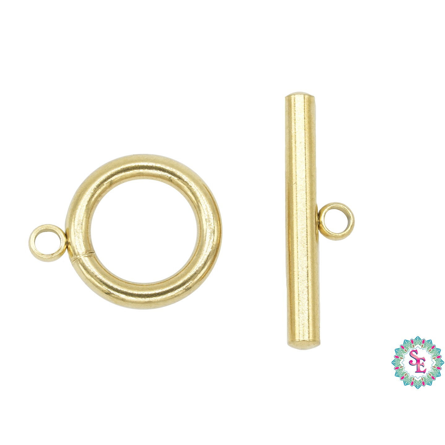 BROCHE ACERO DORADO SALVAVIDAS REDONDO 12MM 1