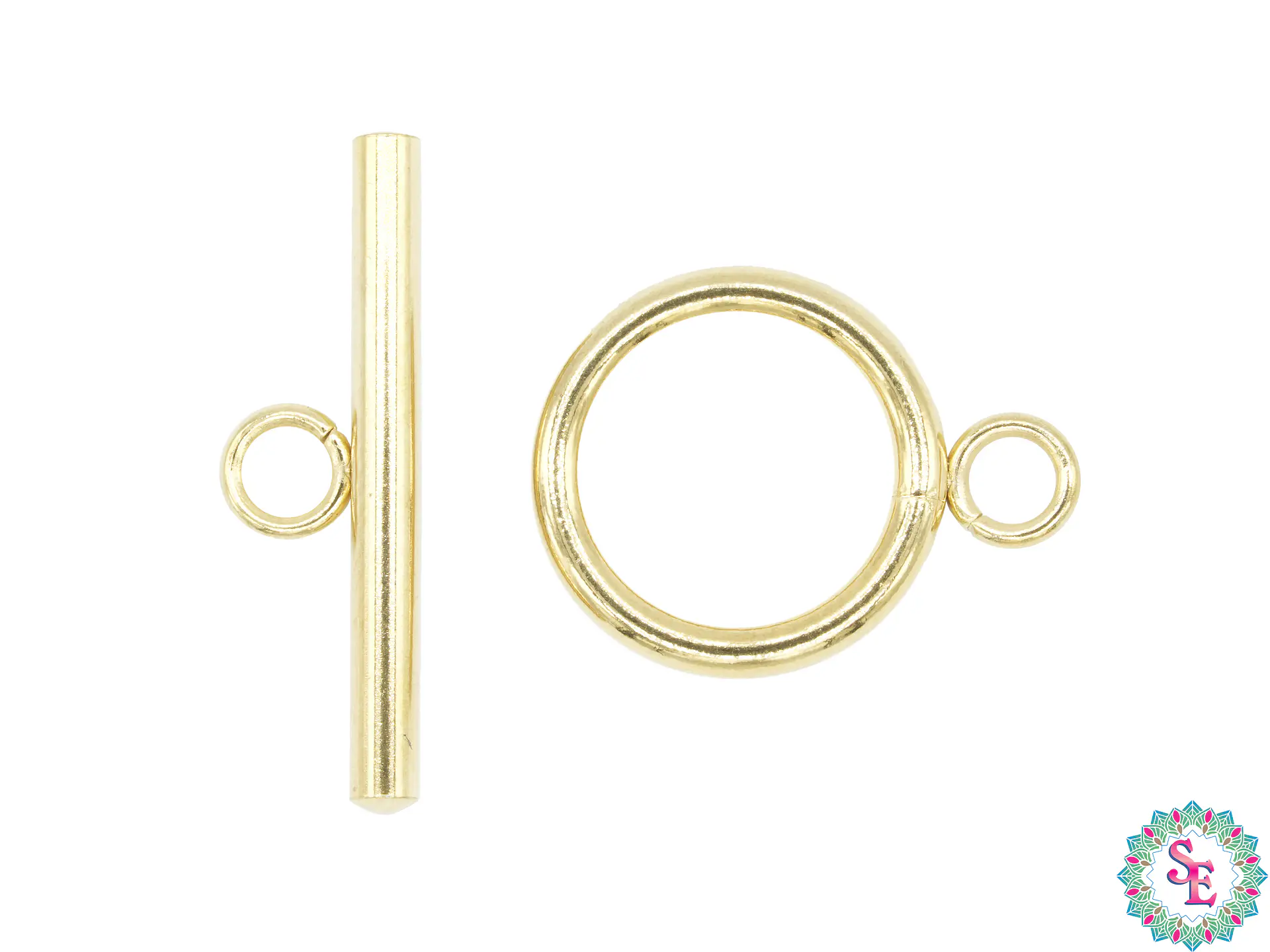 ACERO DORADO BROCHE SALVA VIDA REDONDO 15MM 1