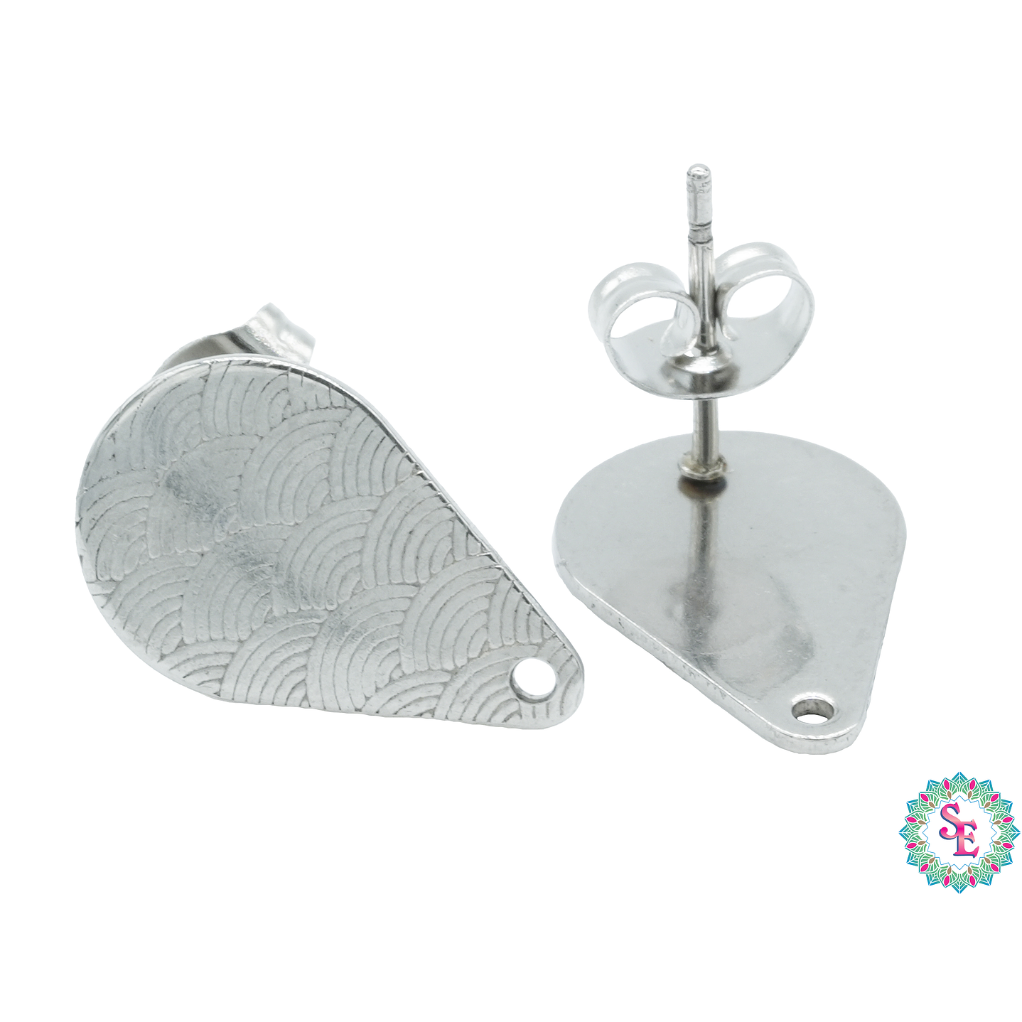 ACERO PLATEADO TOPO 34  LAGRIMA GRABADA 16*10MM 1