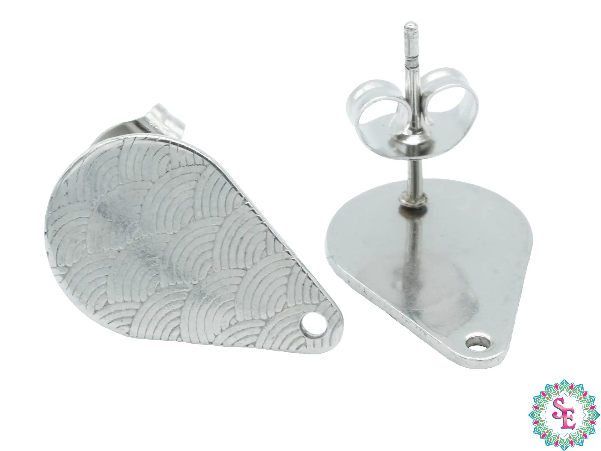 ACERO PLATEADO TOPO 34  LAGRIMA GRABADA 16*10MM 1