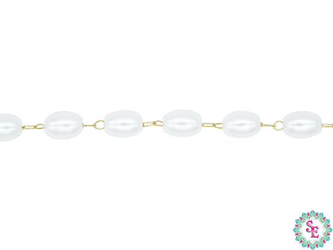 ACERO DORADO CADENA PERLA ARROZ 5*7MM