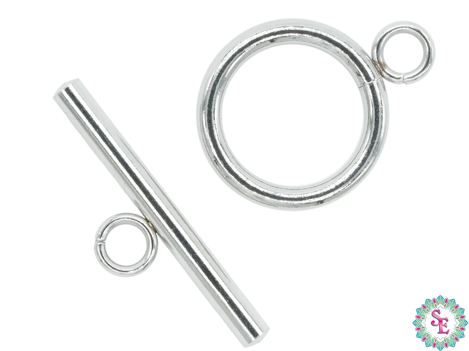 ACERO PLATEADO BROCHE SALVAVIDA REDONDO 15MM 1