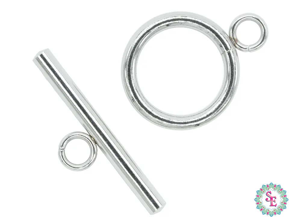 ACERO PLATEADO BROCHE SALVAVIDA REDONDO 15MM 1