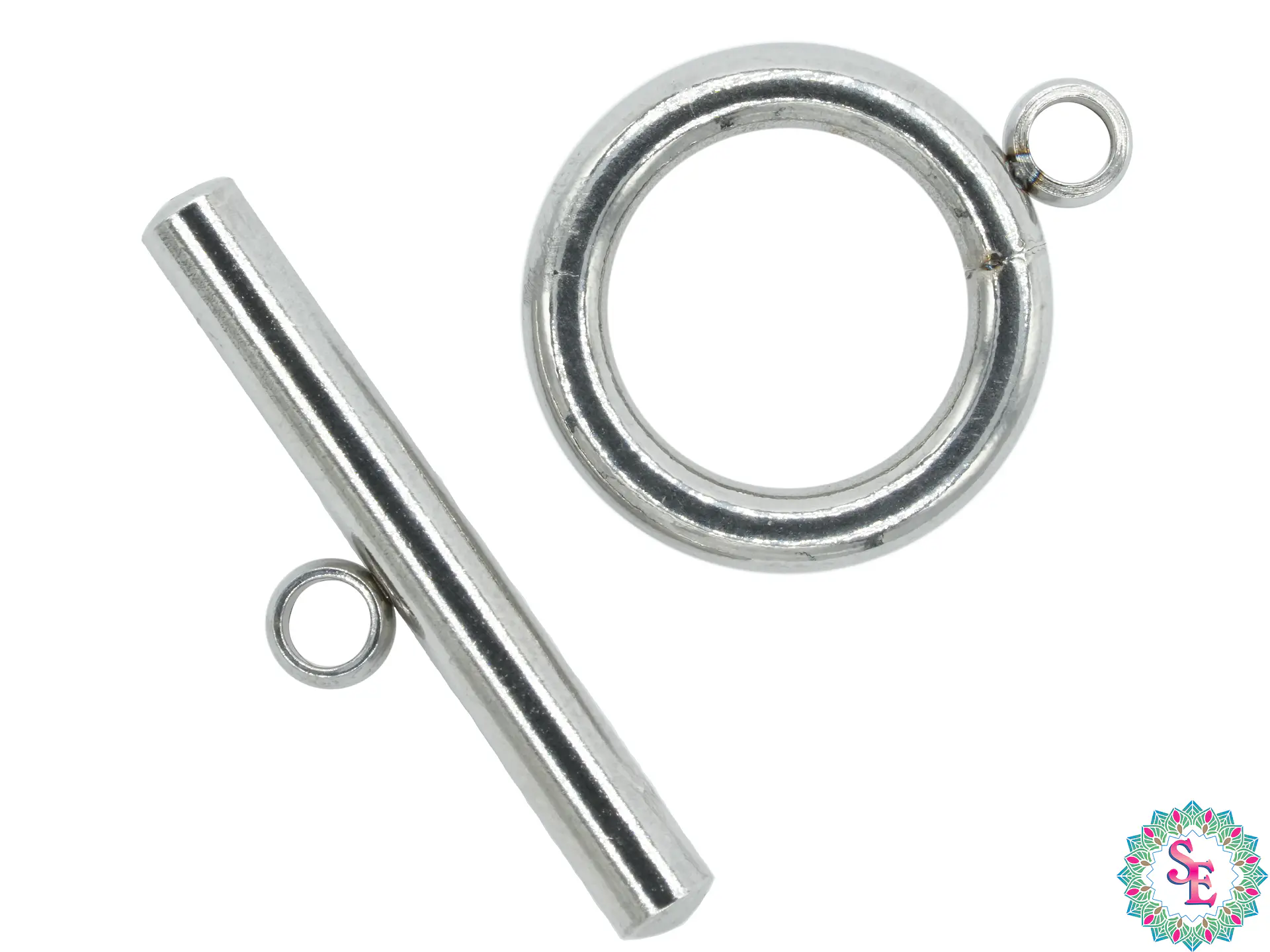 ACERO PLATEADO BROCHE SALVAVIDA REDONDO 12MM 1