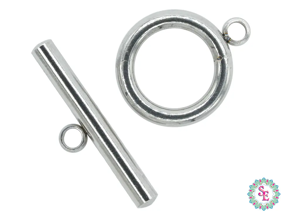ACERO PLATEADO BROCHE SALVAVIDA REDONDO 12MM 1